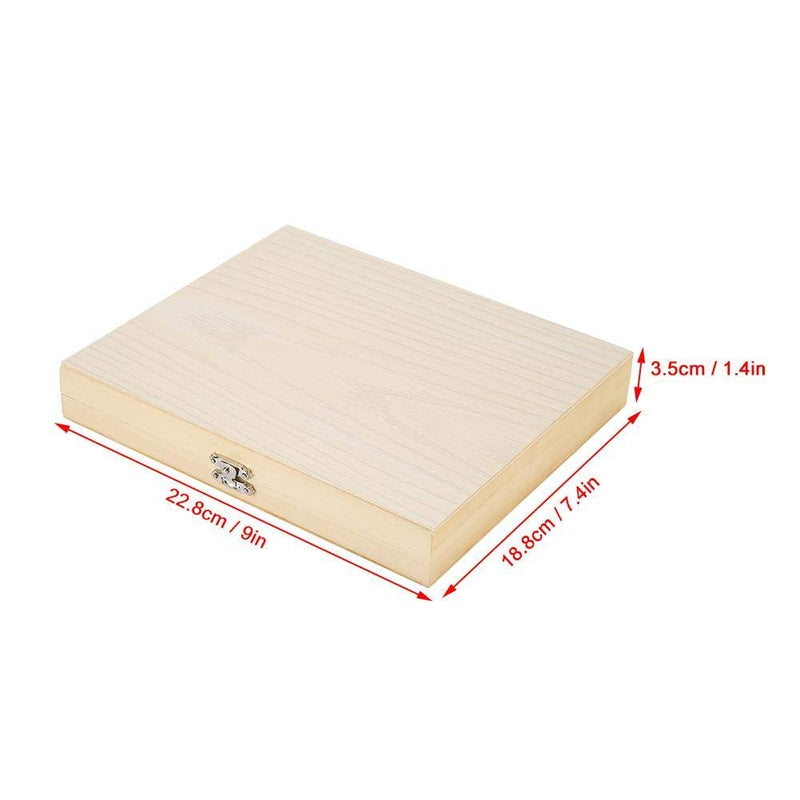 Wooden Box with Lock Storage for Lab Glass Prepared Microscope Slides Storing Tool 22.8x18.8x3.5cm / 9x7.4x1.4in for Educational Use