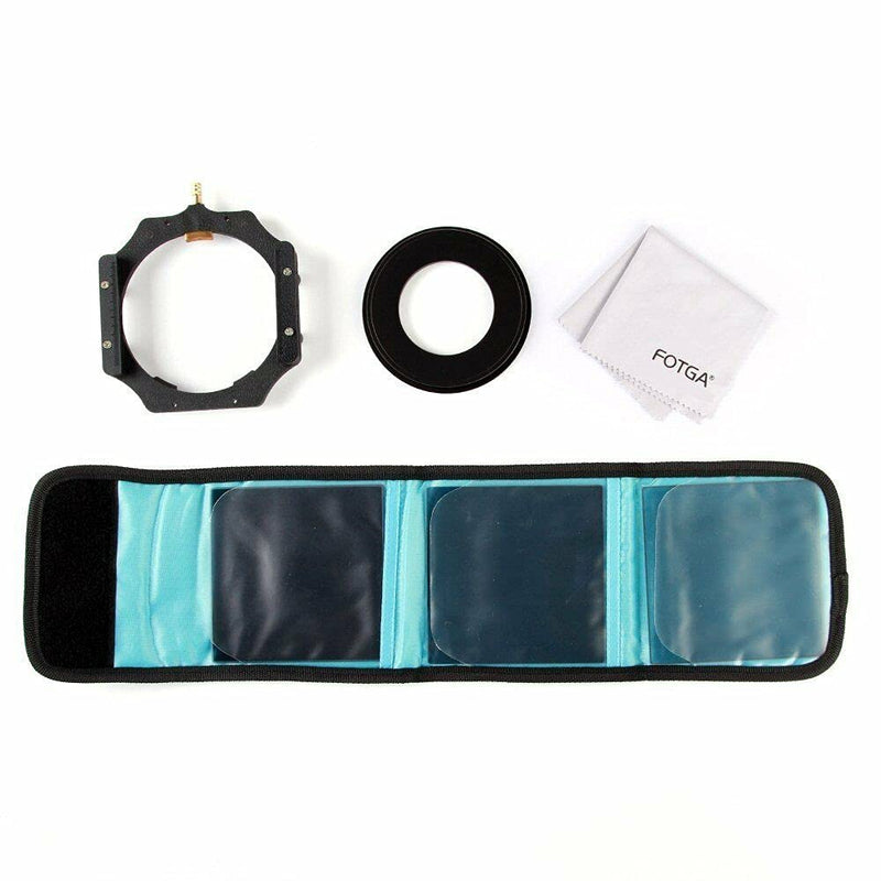 Runshuangyu 4x4 100mm Square Filter Full ND 2 4 8 with Filter Holder and Adapter Ring and 3-Slots Filter Bag Set for Swing Away Matte Box Holder (77mm) 77mm