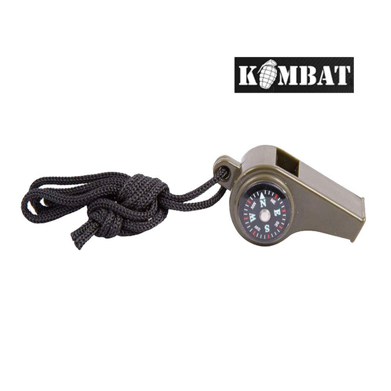 Kombat Tactical Army 3 in 1 Whistle Compass Thermometer Emergency Survival Camping Hiking