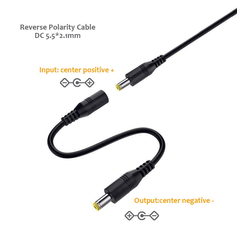 Zolt Reverse Polarity Converter Cable DC 5.5mm x 2.1mm Reversed Polarity Adapter for Guitar Effect Pedal Keyboard, 3000mA Max.