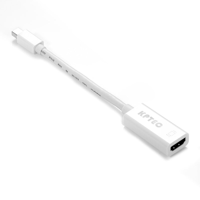 KPTEC Ultimate Mini DP (Thunderbolt) to HDMI Adapter, Compact 1080p Mini Display (mDP) Converter for MacBook Air, MacBook Pro, iMac, iMac Mini, Surface Pro Series - White Mini DP to HDMI(Female)