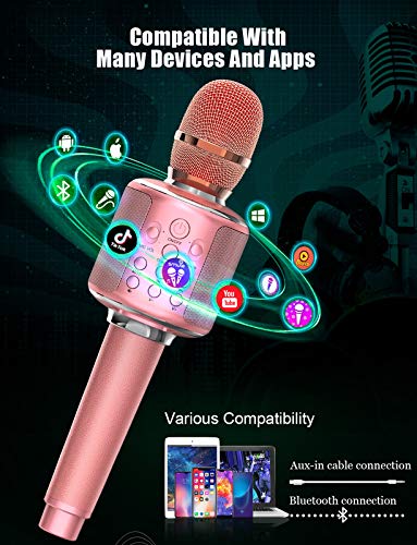 [AUSTRALIA] - Karaoke Wireless Microphone Bluetooth Speaker, Portable Professional Handheld Mic Singing Machine, Reverb/Duet,for Android & iOS Phone/PC and Meeting/KTV/Party/Gift 