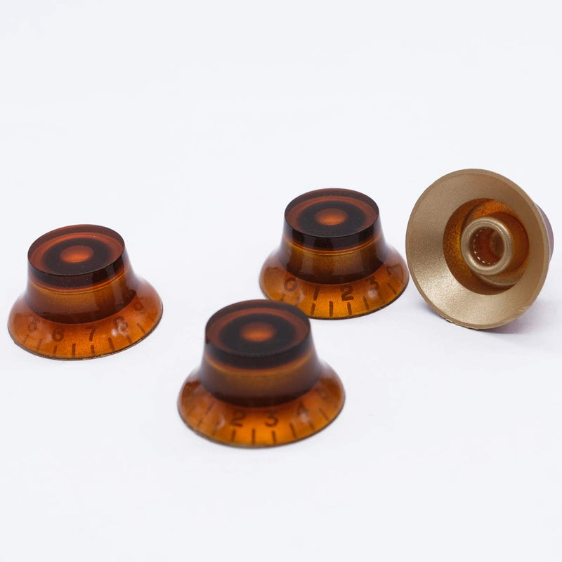 mxuteuk 4pcs Amber Electric Guitar Bass Top Hat Knobs Speed Volume Tone AMP Effect Pedal Control Knobs KNOB-S17