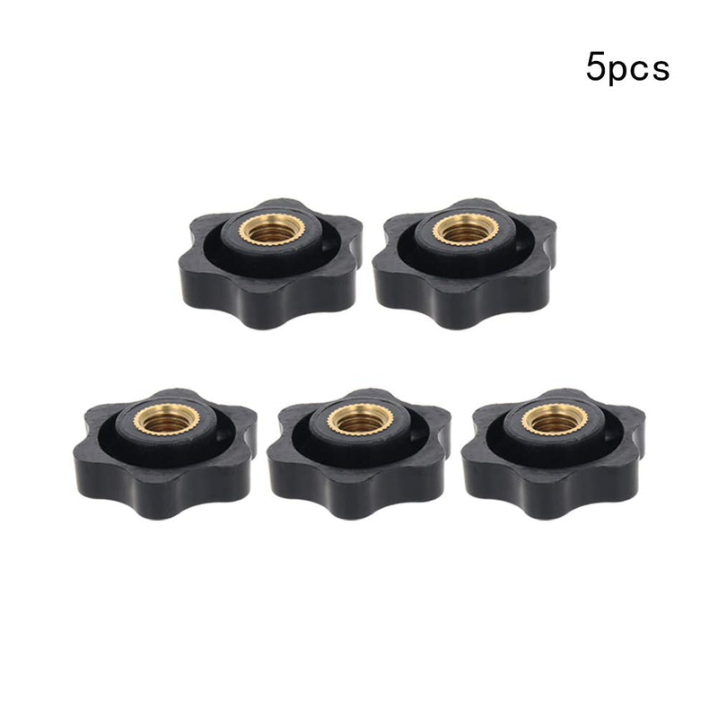 MroMax Star Head Clamping Knob Handle-M8 x31mm Female Threaded Black Plastic Screw-On for Mechanical Equipment 5Pcs M8