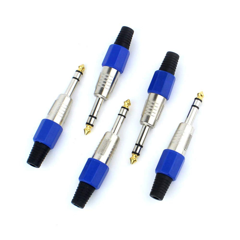 [AUSTRALIA] - 1/4" Audio Plugs 6.35 mm Plug TRS Male 1/4 inch Solder Type Stereo Plug Light Straight Design Connector for DJ Mixer Speaker Guitar Cables Phono Patch Cable Microphone Cables Durable ABS Material (5P) GB062011TRS 