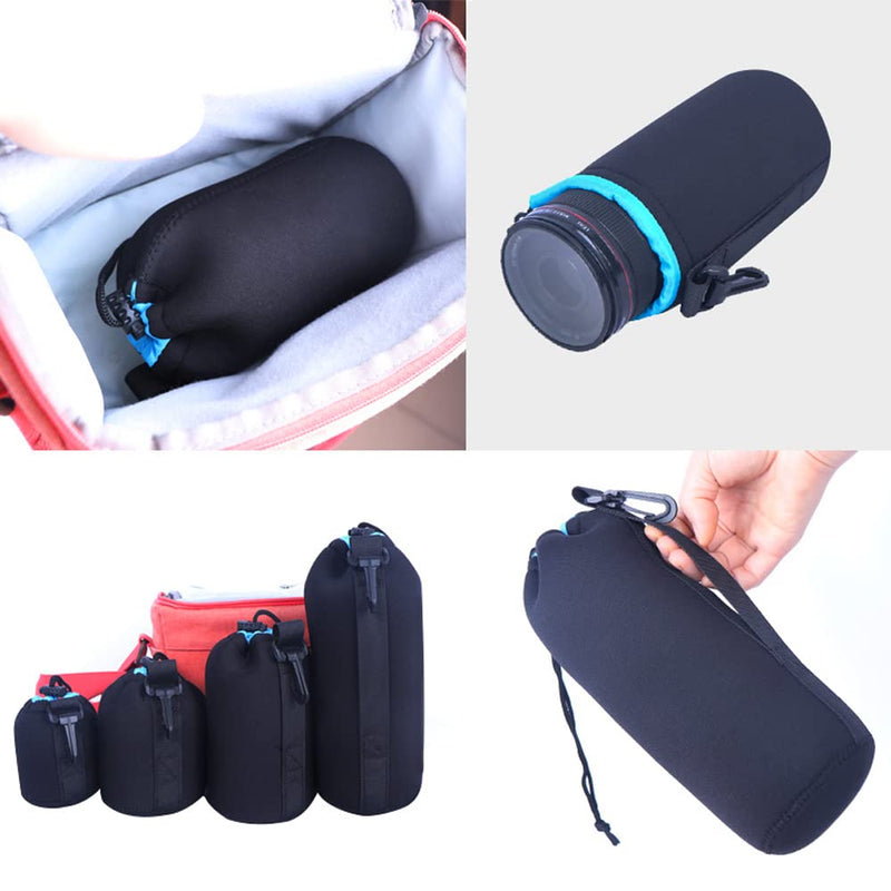 (3 Pack) Camera Lens Bags Cases Waterproof,Thicken,wear-Resistant, Shock-Resistant,Lightweight,DSLR Lens Pouch Case Protective