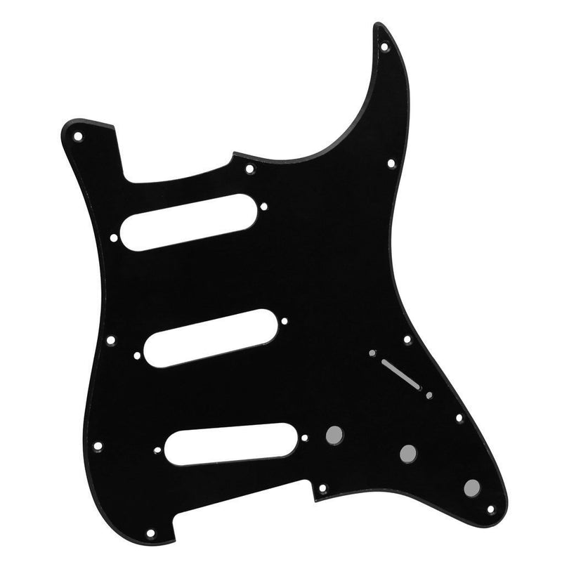 IKN 11 Hole Strat Pickguard Fit American/Mexican Standard Strat Modern Style Guitar Parts, 1Ply Black