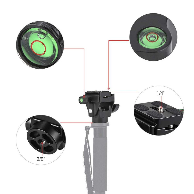 Professional Metal Tilt Ball Head, VD-12 Bird Watching Tilt Head with 1/4 inch Screw Quick Release Plate and Bubble Level, for Tripod, Monopod, Slider, DSLR Camera, Camcorder