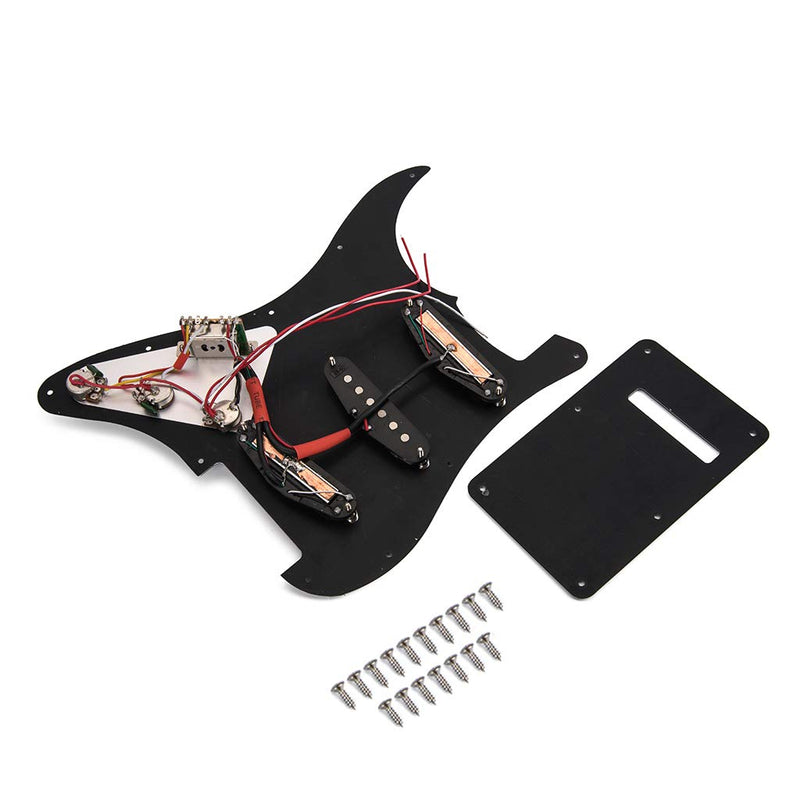 Alnicov Black 3-ply SSS Dual Rail Pickups Loaded Prewired Pickguards for 11 Hole Electric Guitar,black