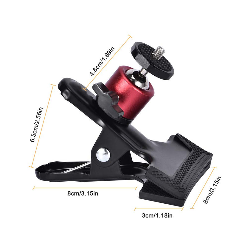 UTEBIT Heavy Duty Tripod Camera Mount Clip Clamp with 360 Degree Swivel Mini Ballhead 2 Pack Photography Accessories Clamp 1/4'' Screw Black Spring Clamp for DSLR Video Photoshoot Studio