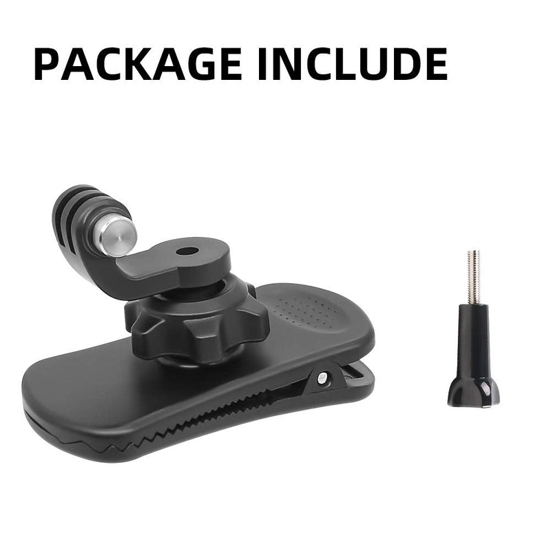 Backpack Strap Mount Quick Clip Mount,360 Degree Rotation Backpack Clamp Mount Compatible with Gopro Hero 9/8/7/6/5/4 Black, Session, Fusion, Xiaomi Yi,DJI Osmo Action and Most Action Cameras Black-For GoPro