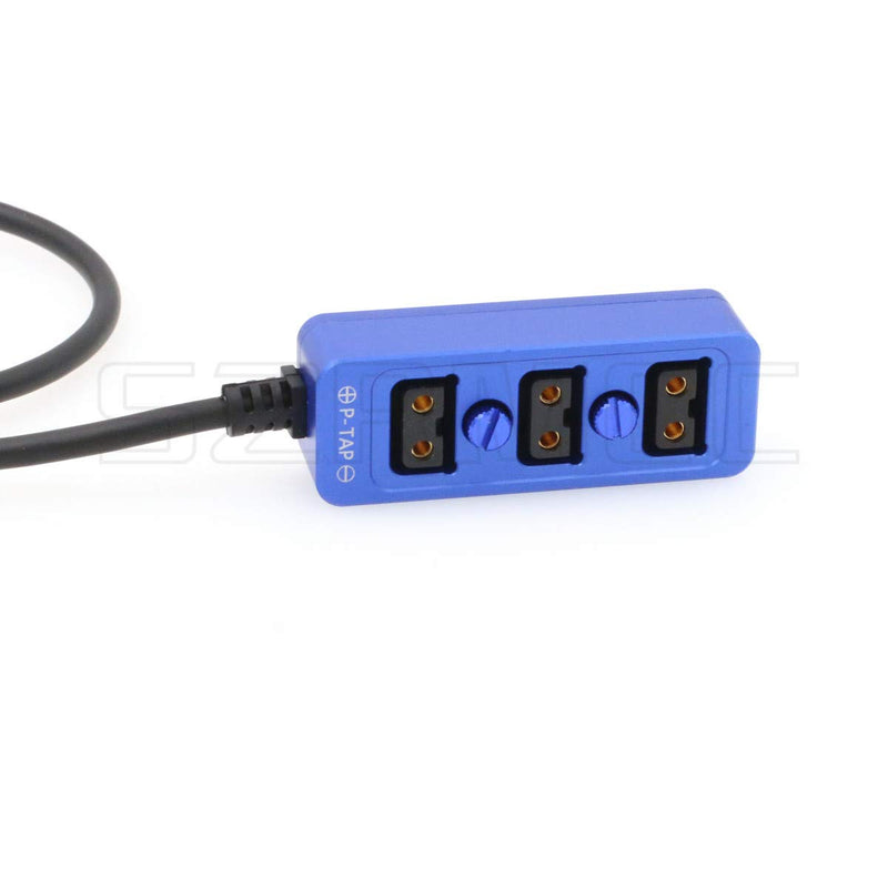 SZRMCC D-tap Male to 3 Port P-tap Hub Metal Splitter Power Cable with Screw Holes for ARRI RED Cameras accesories (Blue) Blue