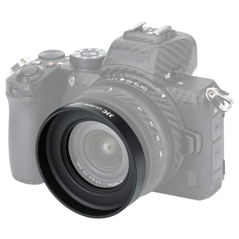 Screw-on Mount Metal Camera Lens Hood for Nikon NIKKOR Z DX 16-50mm F3.5-6.3 VR on Z 50 Z50, Replace HN-40 Lens Hood Protector