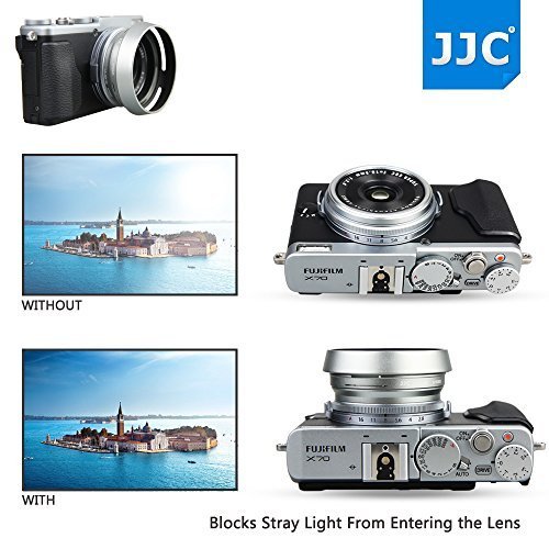 JJC Metal Lens Hood Shade Protector with 49mm Filter Adapter Ring for Fujifilm Fuji X100V X100F X100T X100S X100 X70 Replaces Fujifilm LH-X100 Lens Hood & AR-X100 Filter Adapter Ring/Silver