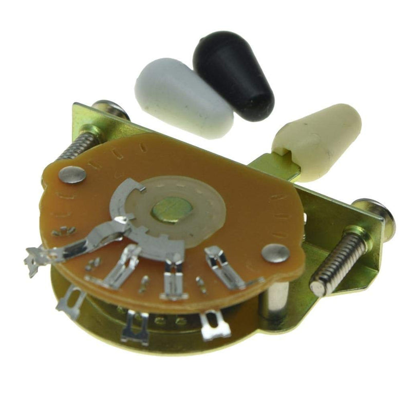 KAISH Guitar 5-Way Pickup Selector Switch Pickup Switch with Black/Ivory/White Tips and Mounting Screws for Strat