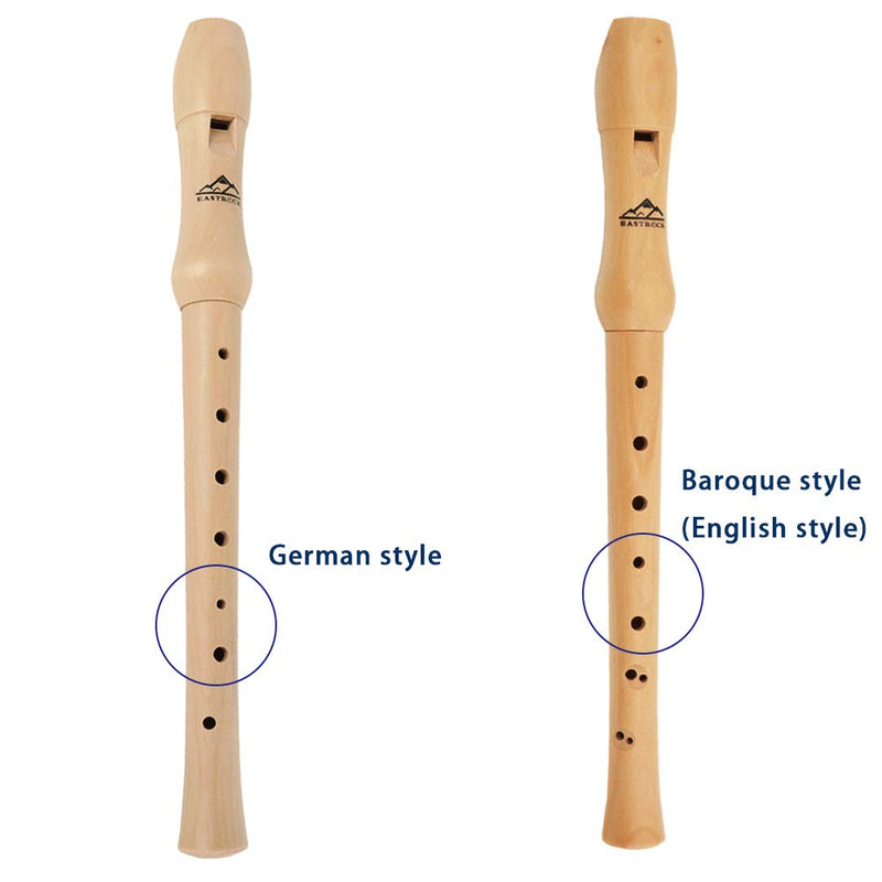 Eastrock Recorder Instrument for Kids Adults Beginners Soprano Recorder Baroque Maple Wood C Key 2 Piece Recorder With Hard Case,Joint Grease And Cleaning Kit Baroque Style