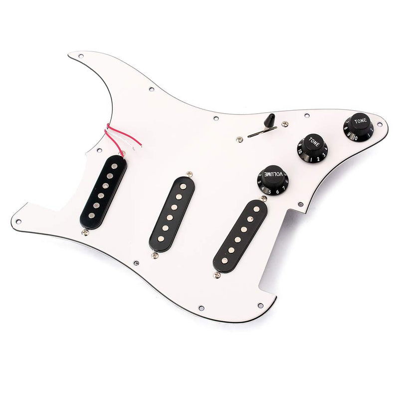 Alnicov 3 Ply SSS Electric Guitar Part Prewired Loaded Pickup Pickguard Assembly White