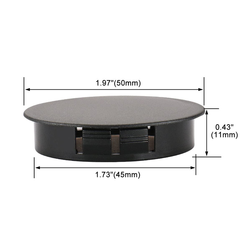 Baomain Plastic Locking Hole Plugs Panel Hole Diameter 1.75" (45mm) Black HP-45 Pack of 25