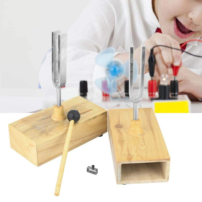 440HZ Tuning Fork Virbration Experimental Instrument with Wood Resonator Box + Knockerd Tuning Fork