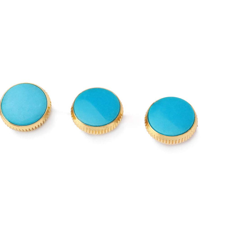 Alnicov Gold Plated Stone Inlays Trumpet Finger Buttons for Trumpet Replacement Blue Set of 3