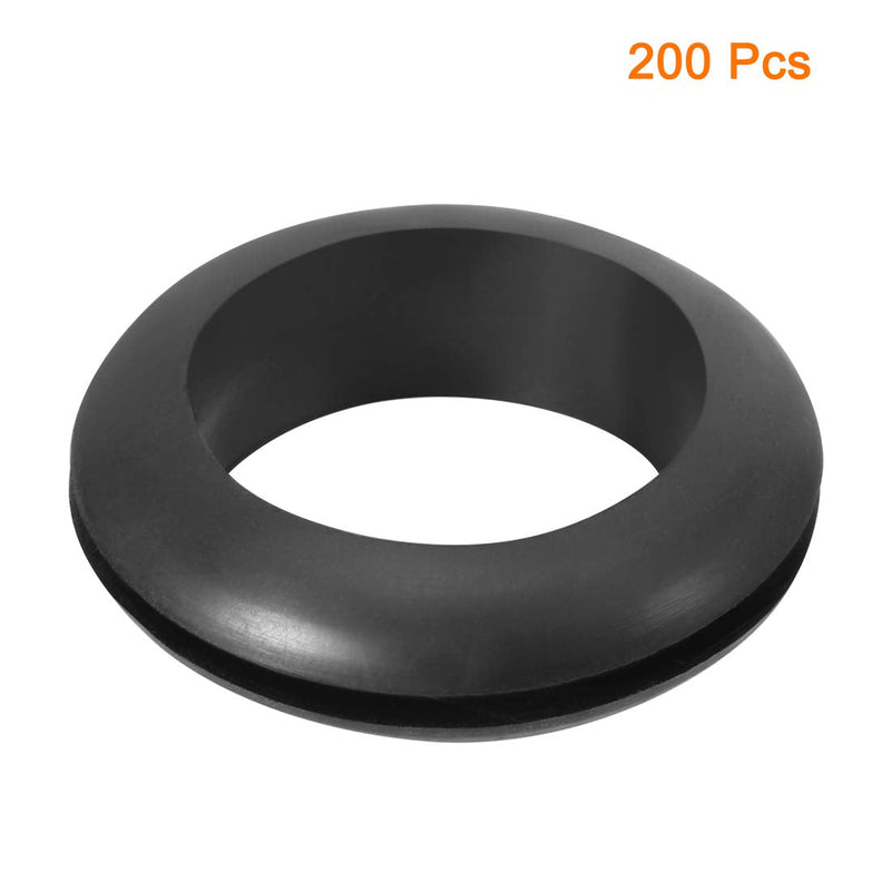 uxcell Wire Protector Oil Resistant Armature Rubber Grommet 14mm Inner Dia 200Pcs Black
