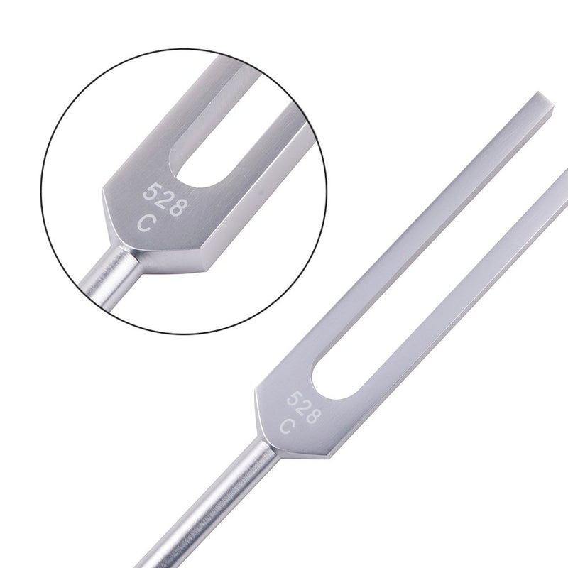 QIYUN Tuning Fork, 528 Hz Tuning Fork with Silicone Hammer and Cleaning Cloth Solfeggio Tuning Fork for DNA Repair Healing and Perfect Healing Musical Instrument