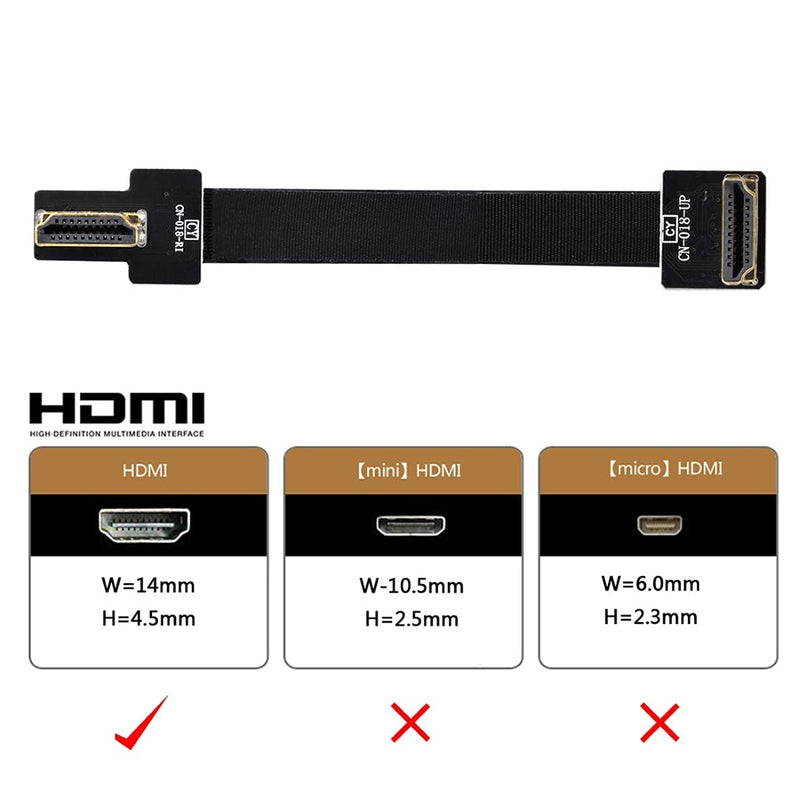 ChenYang CY Type A HDMI Male Upward Angled 90 Degree to HDMI Male Right Angled 90 Degree HDTV FPC Flat Cable 50CM for FPV HDTV Multicopter Aerial Photography 0.5M