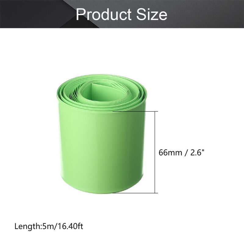 Othmro 1Pcs 16.4Ft Battery Heat Shrink Tubing Kit, 2.56inch Flattening Width Insulation PVC Heat Shrink Tube, Shrink Wrap Tubing Industrial Tubing for AA Battery Pack Power Green 5m