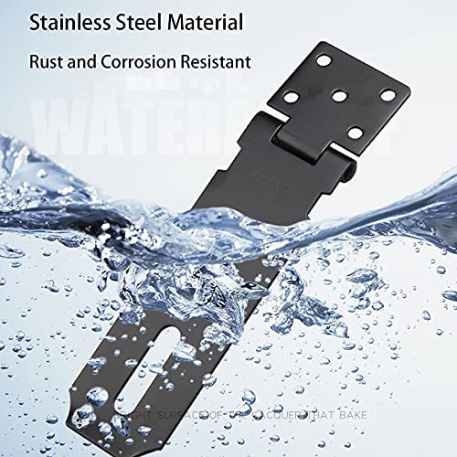 Door Hasp Padlock Latch Stainless Steel Safety Clasp Hasp Lock Latch Matte Black Finish 2 Pack (3inch) 3inch