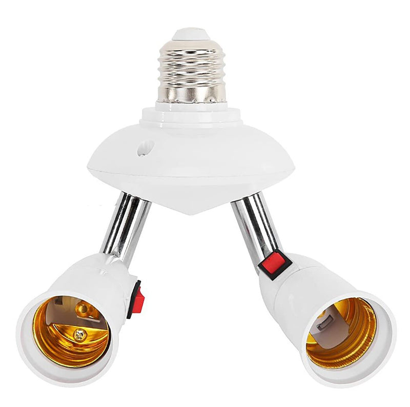 CLWHJ-360 Degrees Adjustable-2 in 1 E26/E27 Splitter Socket Adapter. E26/E27 Standard LED Bulbs 360 Degrees Adjustable 180 Degree Bendable Max Watt 180W (2 in 1) 2 in 1