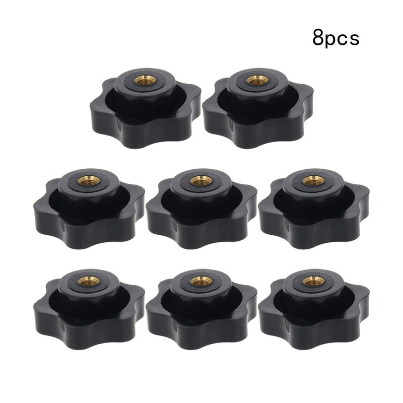MroMax Star Head Clamping Knob Handle-M10 x 38mm Female Threaded Black Plastic Screw-On for Mechanical Equipment 8Pcs M10