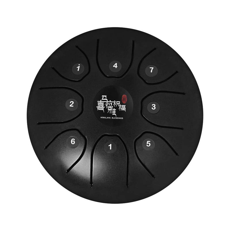 Mowind Steel Tongue Drum Tank Drum C Key 8 Notes 5.5 Inch Percussion Instrument with Drum Mallets Carry Bag Black