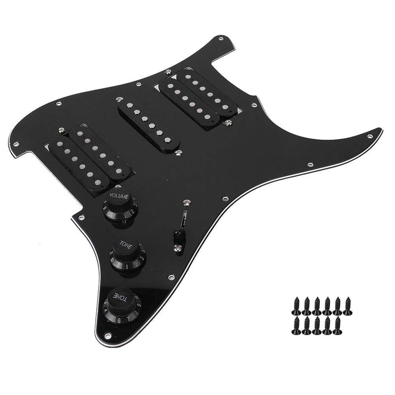 Keenso Strat Loaded Pickguard, 2 Colors Electric Guitar Board Loaded Strat Pickguard Humbucker with HSH Pickup Loaded Prewired for Fender Strat Black