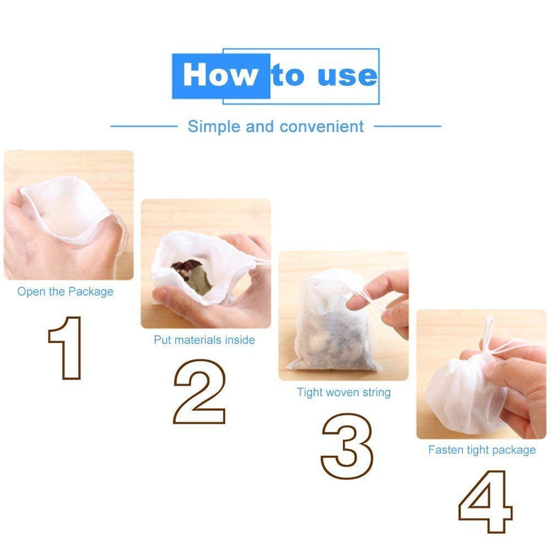 TamBee 100 Pack Disposable Tea Filter Bags Empty Muslin Drawstring Seal Filter Tea Bags Drawstring Herb Loose Tea bag (1.97"X2.76" / 5cm X 7cm) 1.97"X2.76"