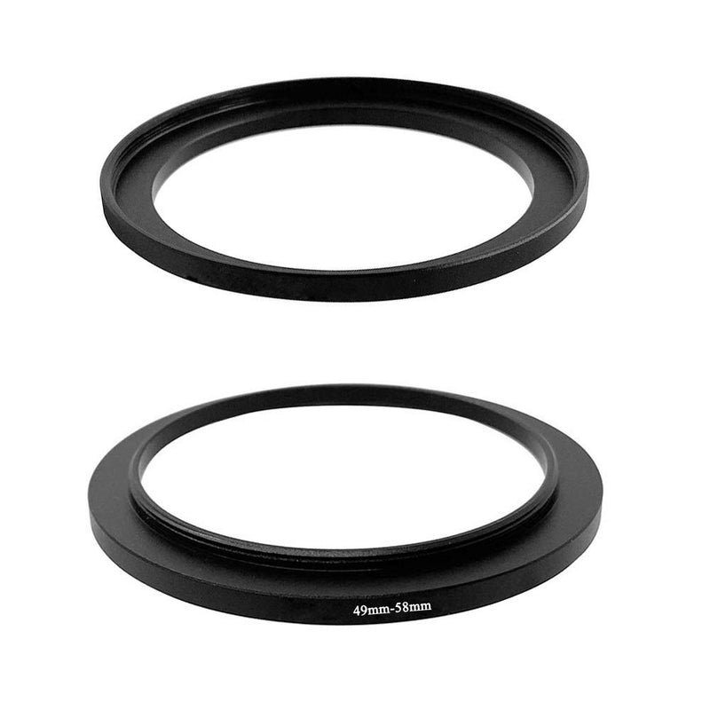 49mm-58mm Step Up Ring(49mm Lens to 58mm Filter, Hood,Lens Converter and Other Accessories) (2 Packs), Fire Rock 49-58 Aerometal Camera Lens Filter Adapter Ring…