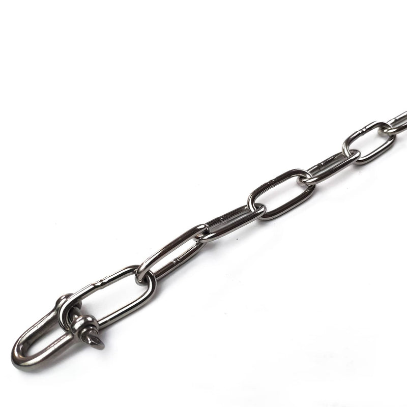 JENSWILL 1/8 inch (3mm) -6.5ft(Length) Stainless Steel 304 Chain,Metal Chain Utility Chain Heavy Duty Chain for Guardrail, Swing, Lifting, Trailer,Pet,Hanging Clothes with 2 Shackles 1/8 inch (3mm) Length-6.5ft(2m)