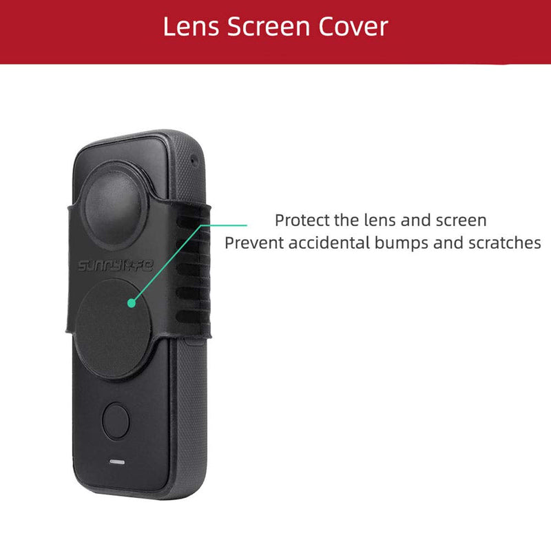 CALIDAKA Silicone Protective Cover Compatible for Insta360-One X2 Action Camera Lens Case Fisheye Lens Protector Cover Gel Cap Accessories Black A=lens Screen Cover