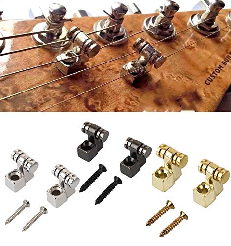 RuiLing 1 Pair Black Electric Guitar Roller String Tree Retainer,Bass String Guides with Screws Electric Guitar Accessories
