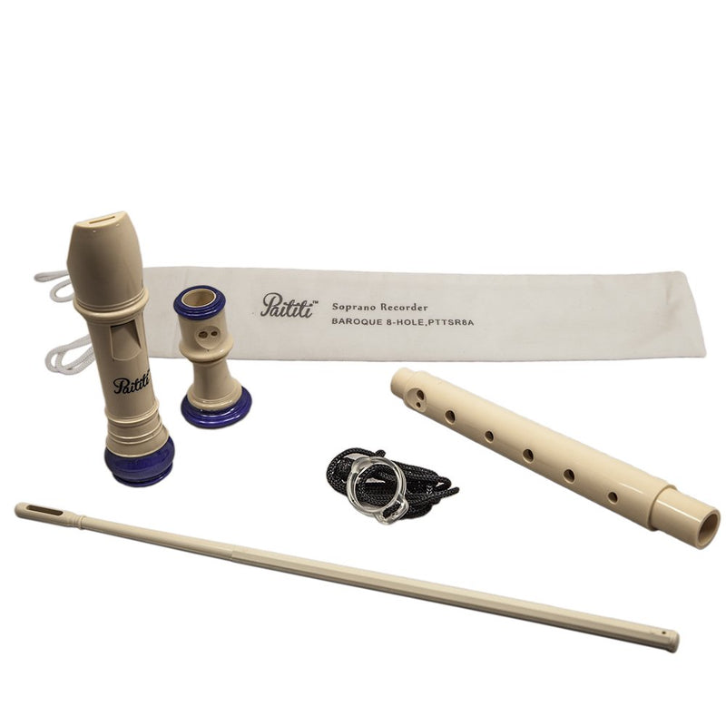 [AUSTRALIA] - Paititi Soprano Recorder 8-Hole With Cleaning Rod + Carrying Bag, CreamyBlue Color, Key of C Creamy/Blue 