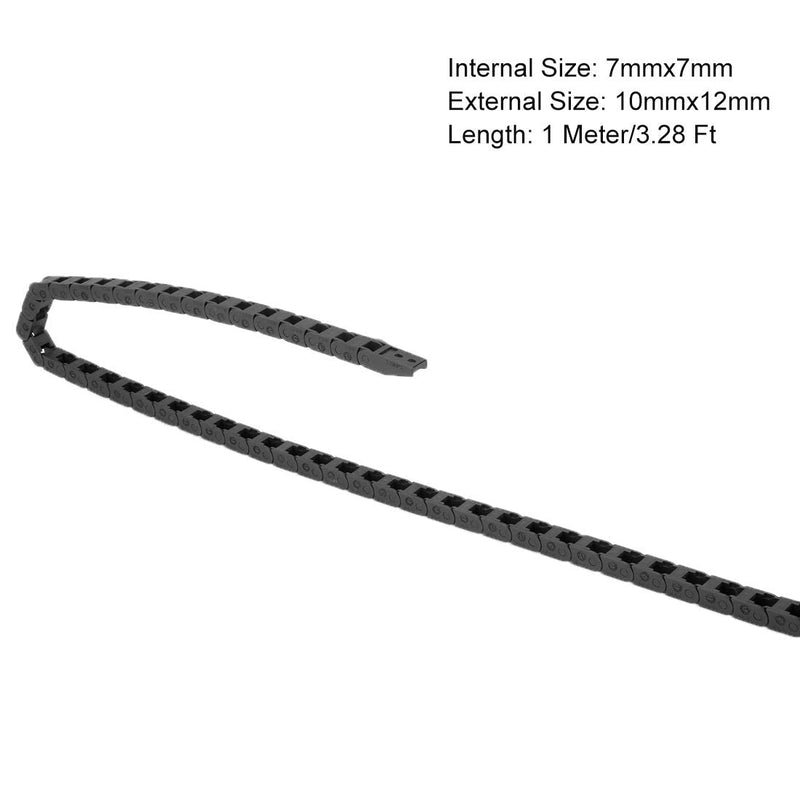 uxcell Drag Chain Cable Carrier Closed Type with End Connectors R15 7X7mm 1 Meter Plastic for Electrical CNC Router Machine Black