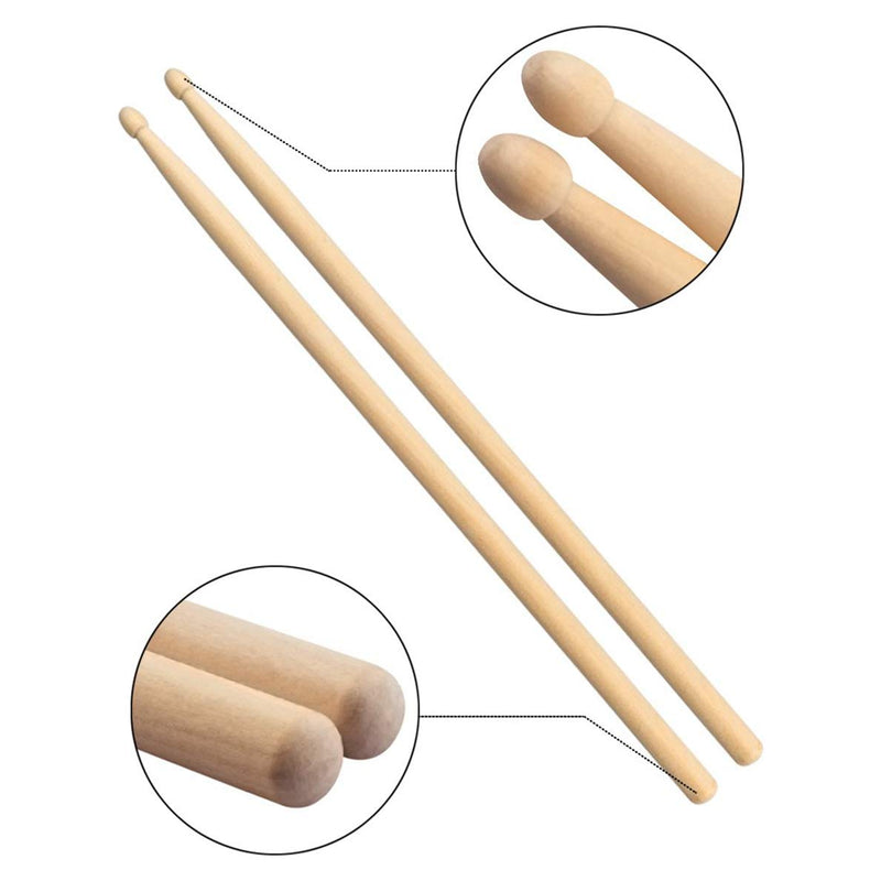 Drum Sticks Bag Set - 5A Maple Wood Drum Sticks 1 Pair Drum Wire Brushes Retractable Drum Stick Brush and 1 Pair Rods Drum Sticks for Jazz Acoustic Folk Music Lover Gift
