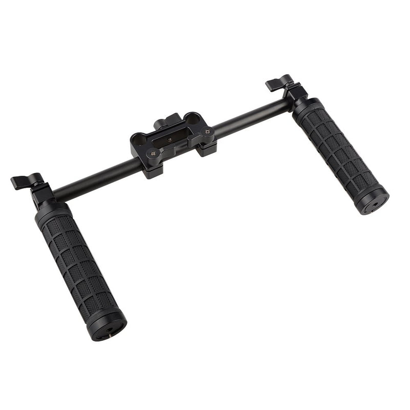 CAMVATE Handle Grips Front Handbar Clamp Mount for 15mm Rod Support System Shoulder Rig(Black)