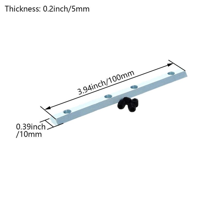 Aicosineg 5pcs Carbon Steel Straight Line Connector 3.94" Joint Bracket Hardware for 2020 Series 6mm T Slot Aluminum Profile Corner Bracket Plate 3D Printer Parts with Screws Silver Tone 2020-M5 5pcs