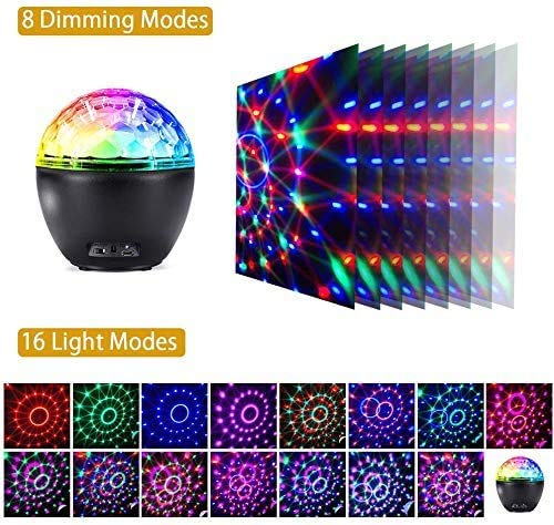 [AUSTRALIA] - Disco Ball Lights, 16 Light Modes Sound Activated Party Lights with Bluetooth Speaker and Remote Control, Party Light for Kids Birthday Home KTV Wedding Pub 