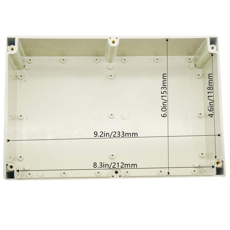 Zulkit Junction Box ABS Plastic Dustproof Waterproof IP65 Universal Electrical Boxes Project Enclosure Gray 9.4 x 6.3 x 3.5 inch (240 x 160 x 90 mm) 9.4" x 6.3" x 3.5"