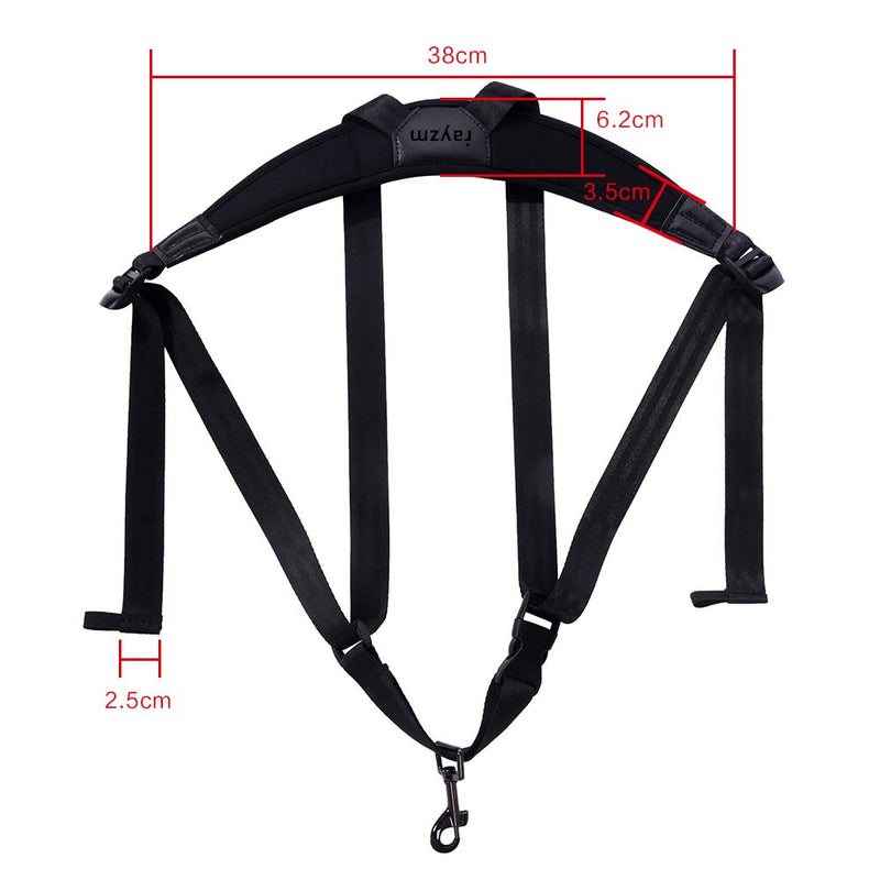 Rayzm Saxophone Strap for Adults and Children, Double Shoulders Neoprene (SBR) Memory Foam Strap for Sax, Padded Adjustable Harness Strap for Alto/Tenor/Soprano/Baritone Saxophones. For adults or children