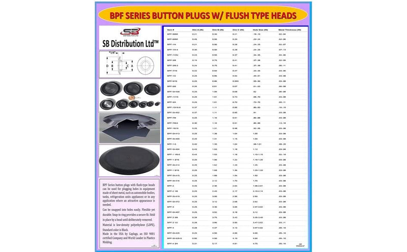 90 Piece Flush Mount Black Hole Plug Assortment for Auto Body and Sheet Metal
