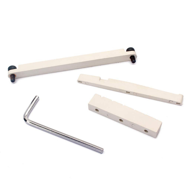 [AUSTRALIA] - Alnicov Guitar Brigde Saddle Set,Adjustable Lifting Guitar Brigde Saddle Upper Lower Nut Set for 6 String Acoustic Guitar,White 