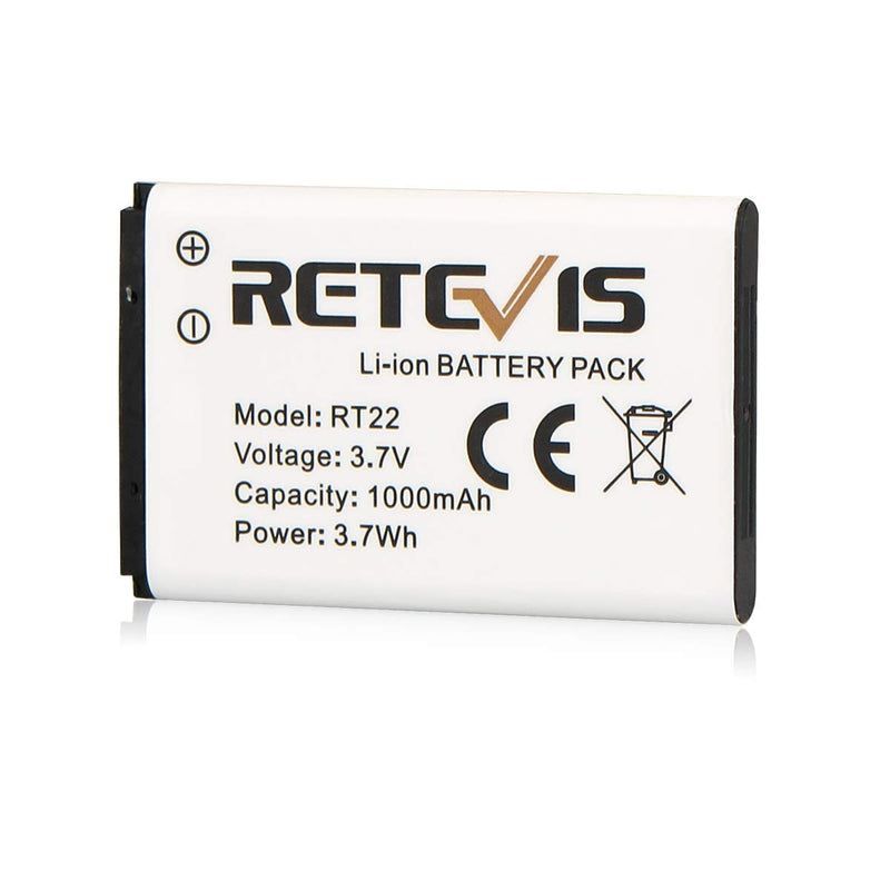 Retevis RT22 RT22S RT15 RT19 Battery Walkie Talkie Original Li-ion Battery 3.7V 1000mAh Compatible with Retevis RT22 RT22S RT15 RT19 WLN KD-C1 Two Way Radio(2 Pack)