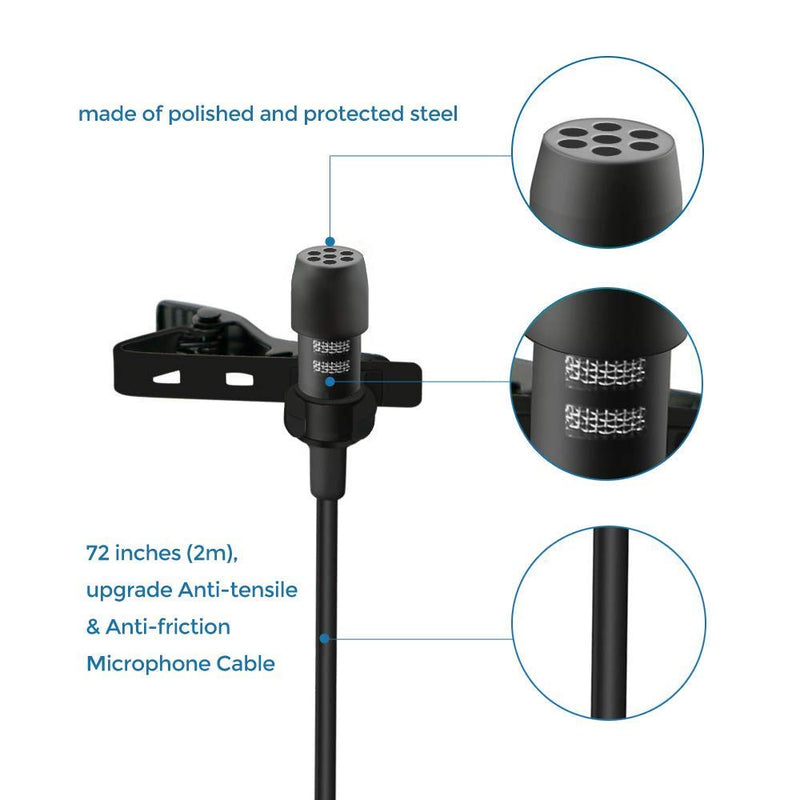 [AUSTRALIA] - Professional Lavalier Microphone for iPhones, Lapel Omnidirectional Condenser Microphone for YouTube Recording/Interview/Video Conference/Podcast (1.5m/4.9ft) 4.9ft (IOS 1.5m) 